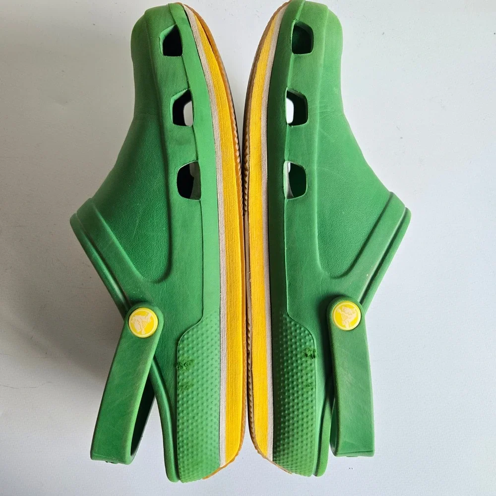Crocs Retro Runner Green Yellow Clogs Mens 9 Womens 11 Scooby Doo Jibbitz Charm